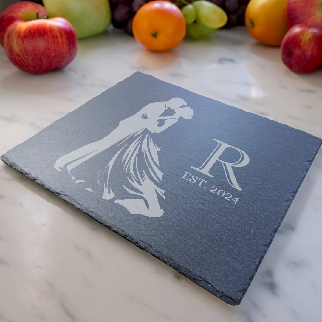 Slate cheese board that is laser engraved