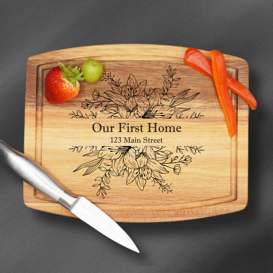 Rectangle Cutting Board personalized with an engraving perfect for new home owners.