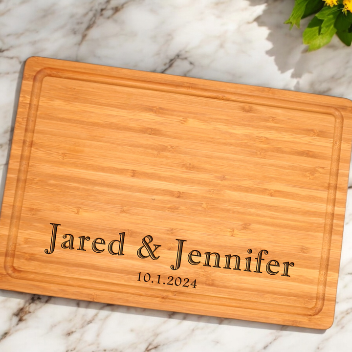 Large Personalized cutting board with engraving perfect for anniversaries or weddings